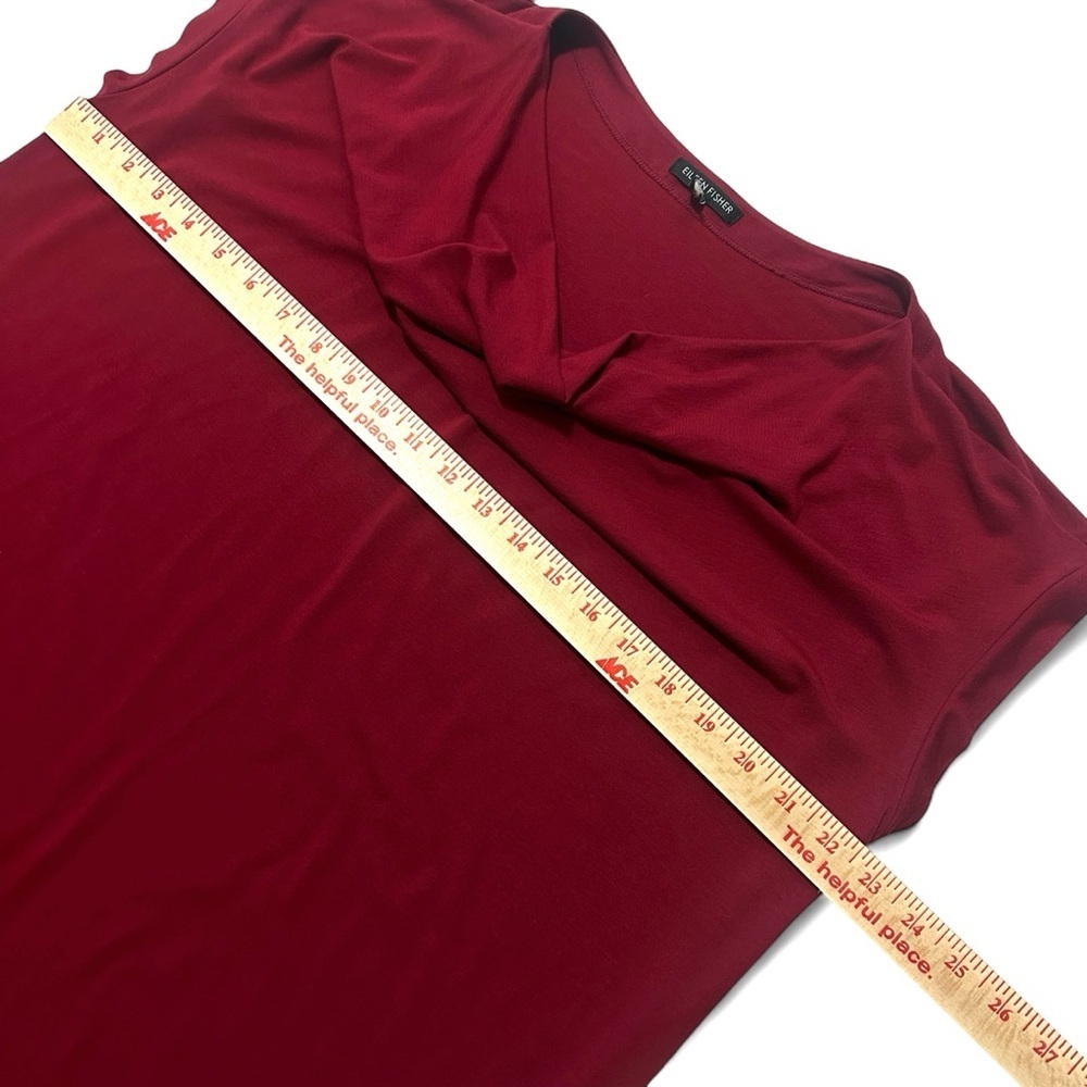 Eileen Fisher Shift Dress Small Red Cowl Neck Cap Sleeve Lagenlook Stretch Boxy - Picture 6 of 7